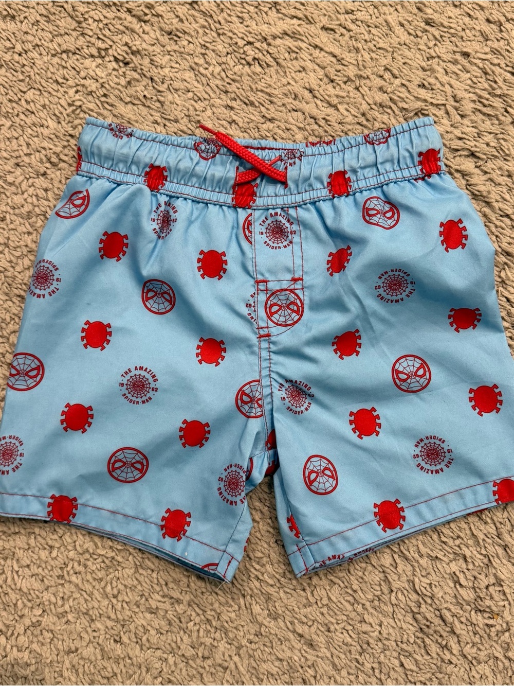 Marvel Light Blue and Red Spider Swim Shorts